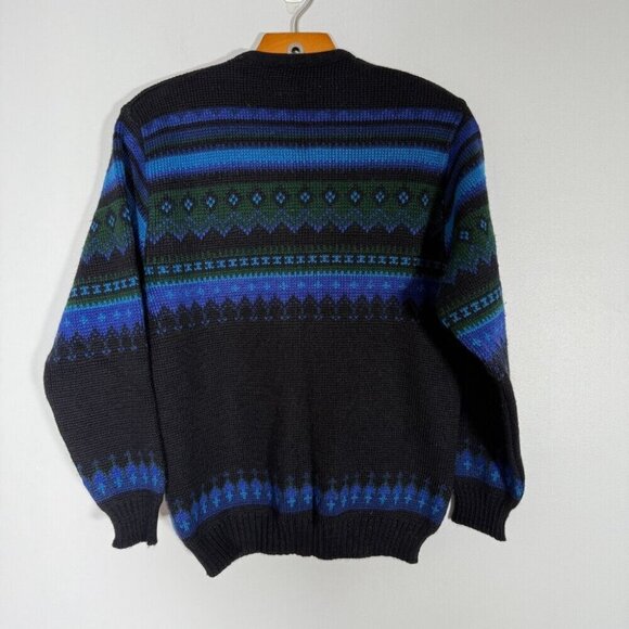 Norvyk By Ren-Dale Vintage Wool Cardigan Blue Striped Women's Cardigan M - Picture 2 of 8
